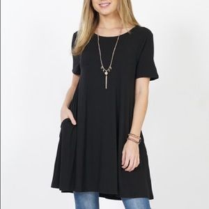 Chic Boho Casual Flowy CrewNeck Pocket Tunic